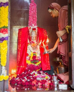 On the occasion of Ratha Saptami on 14 Feb 2015, Sri Sannidhanam performing Puja to Lord Suryanarayana at Elmagge
